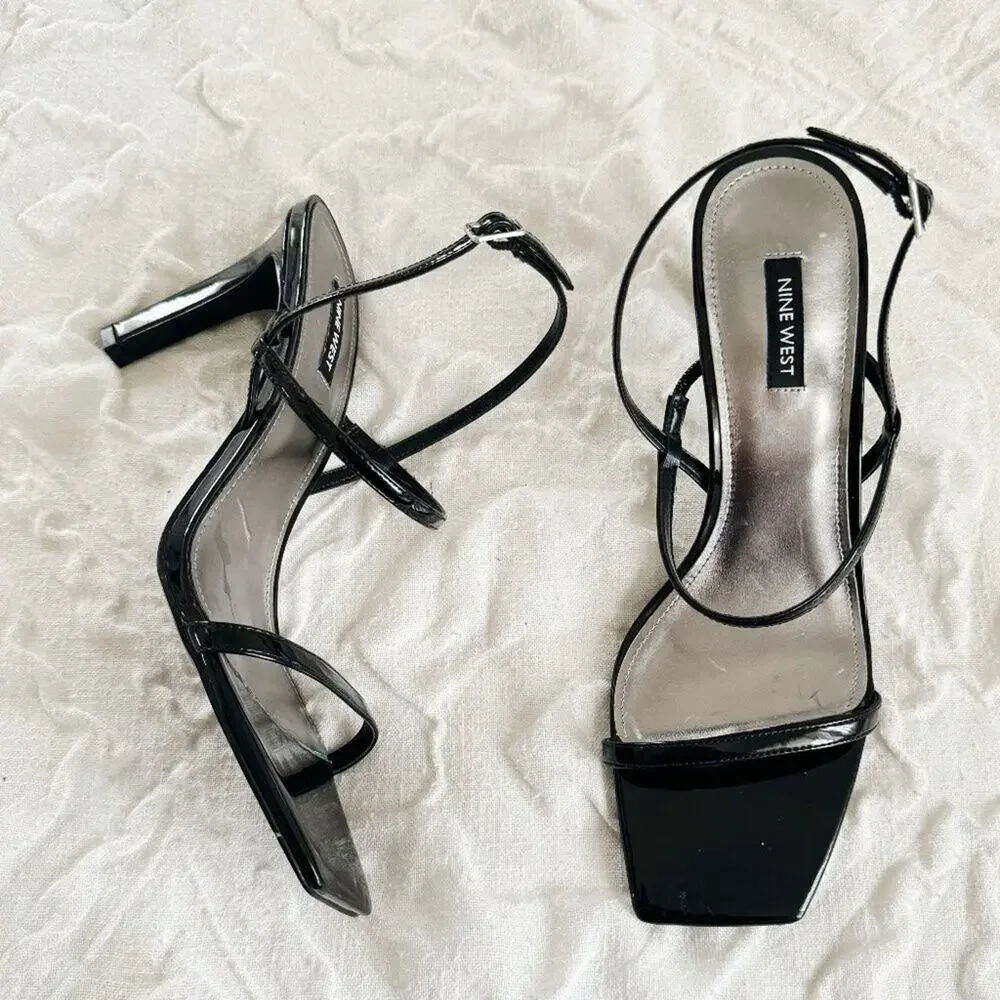 BOGO Nine West Olah Square Toe Heeled Dress Sandals Size 10.5 New